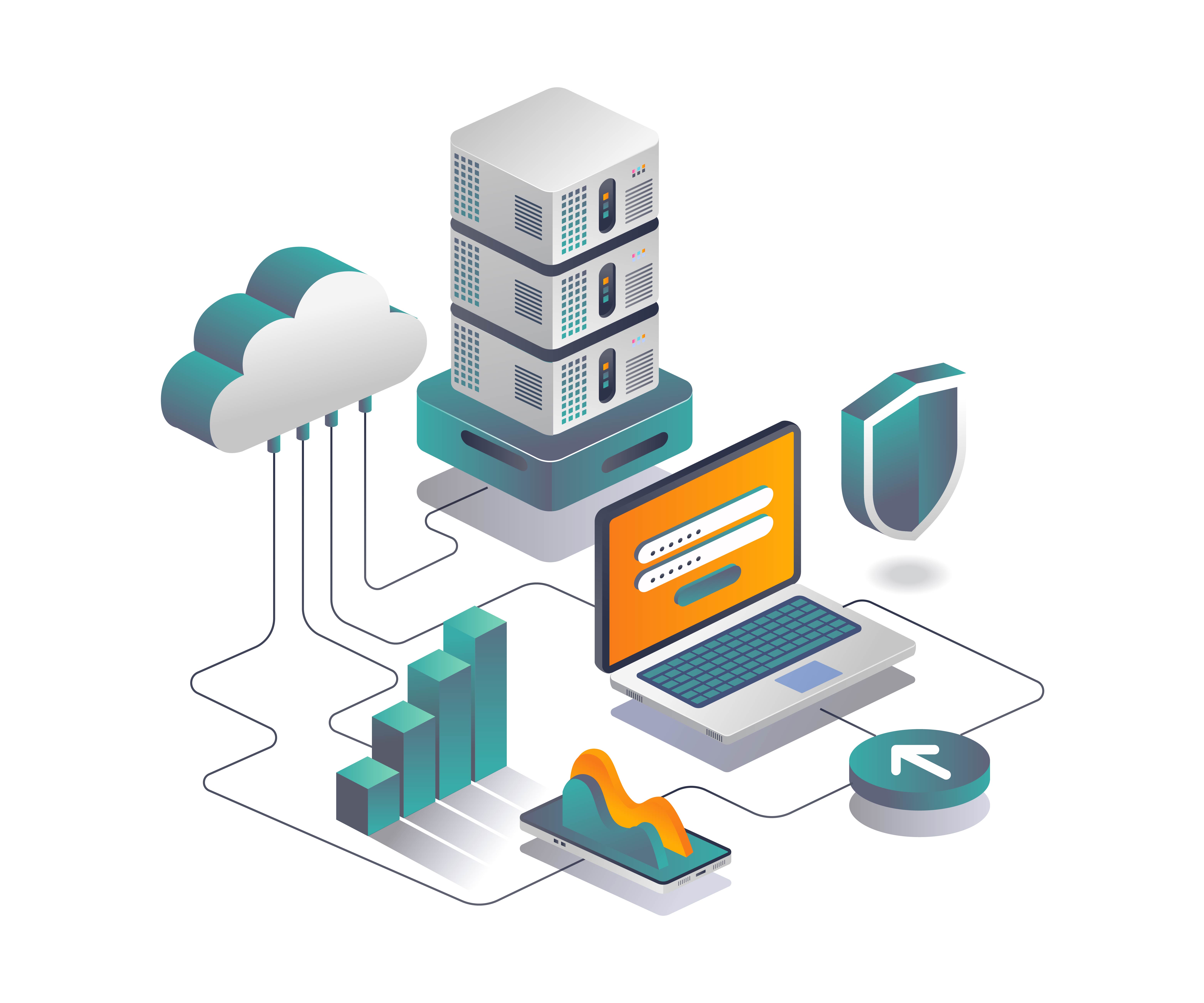 Cloud server data security analysis in isometric design